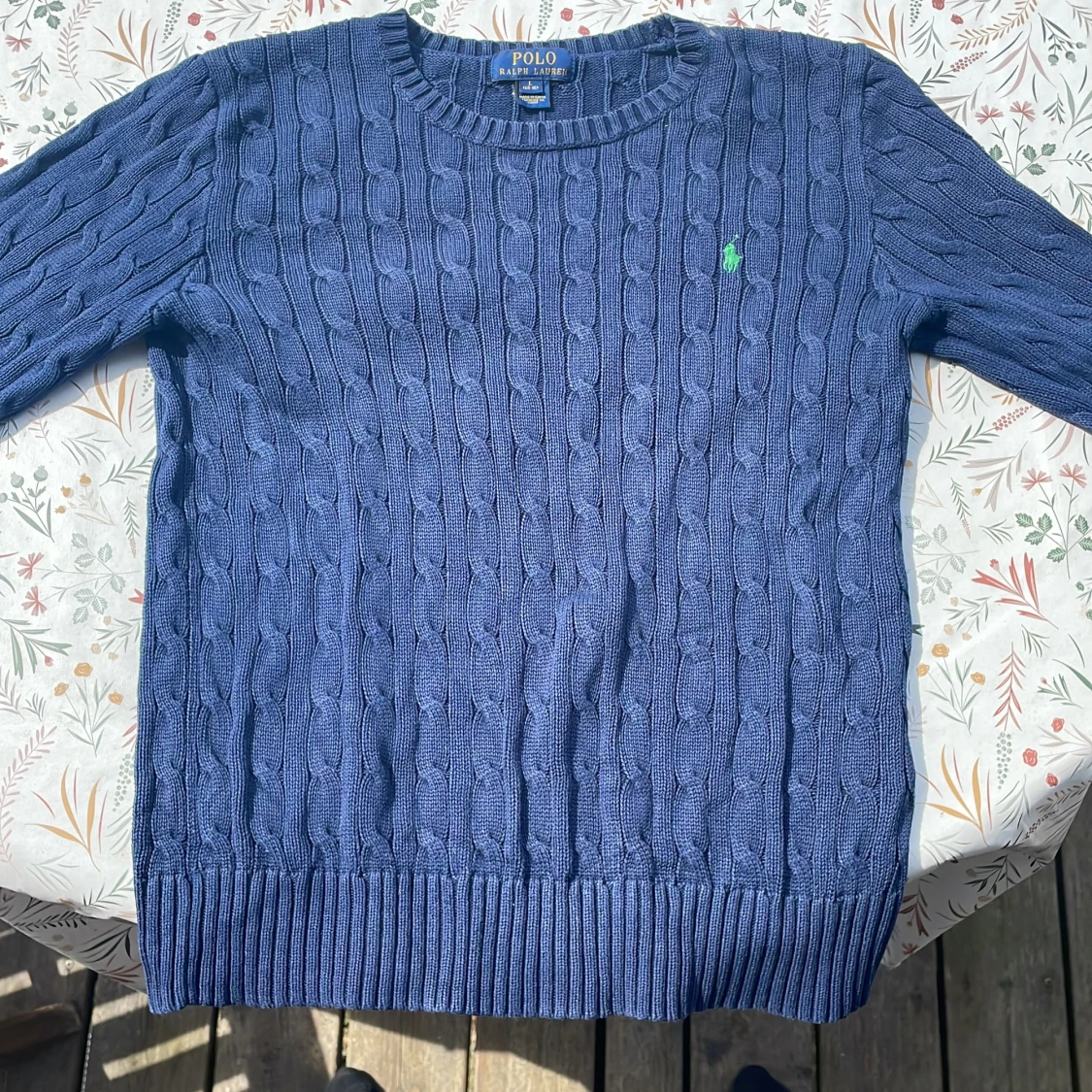 Blå kabelstickad tröja från Polo Ralph Lauren