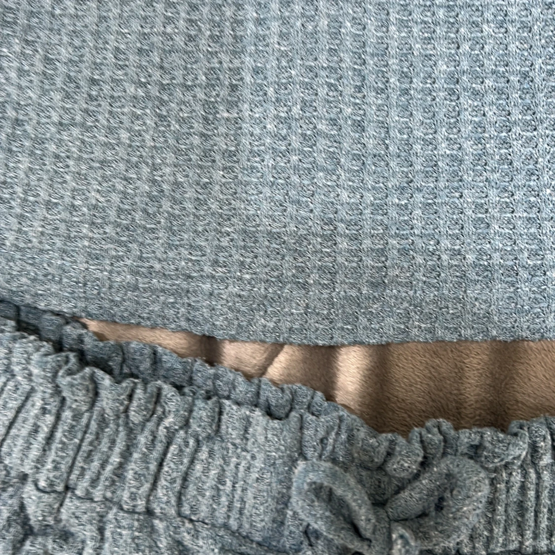 Blått ribbat shorts-set med linnetopp - 1