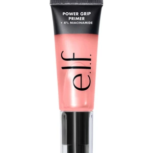 e.l.f. Power Grip Primer  - Power Grip Primer från e.l.f. med 4% niacinamide. En genomskinlig primer i tub med svart lock och rosa tonad gel. Perfekt för att ge sminket längre hållbarhet och jämnare bas.
