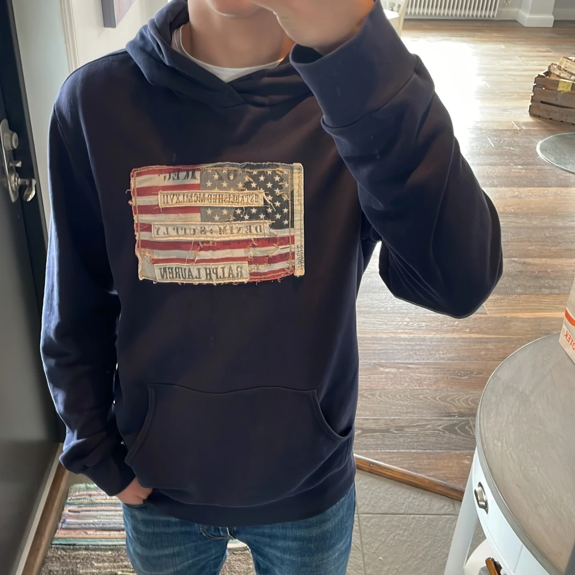 Mörkblå hoodie från Ralph Lauren denim supply