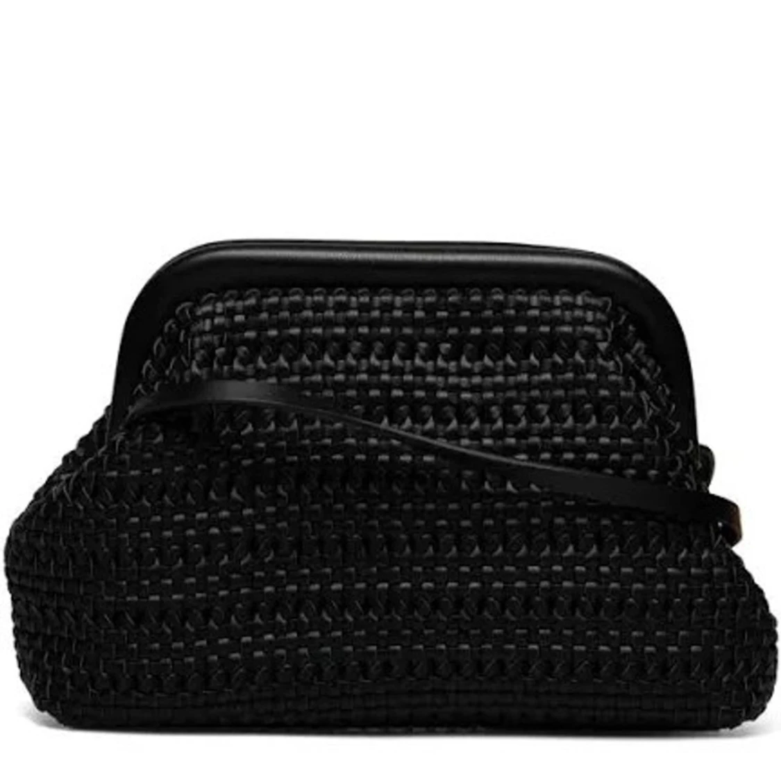 Svart axelväska i flätat skinn