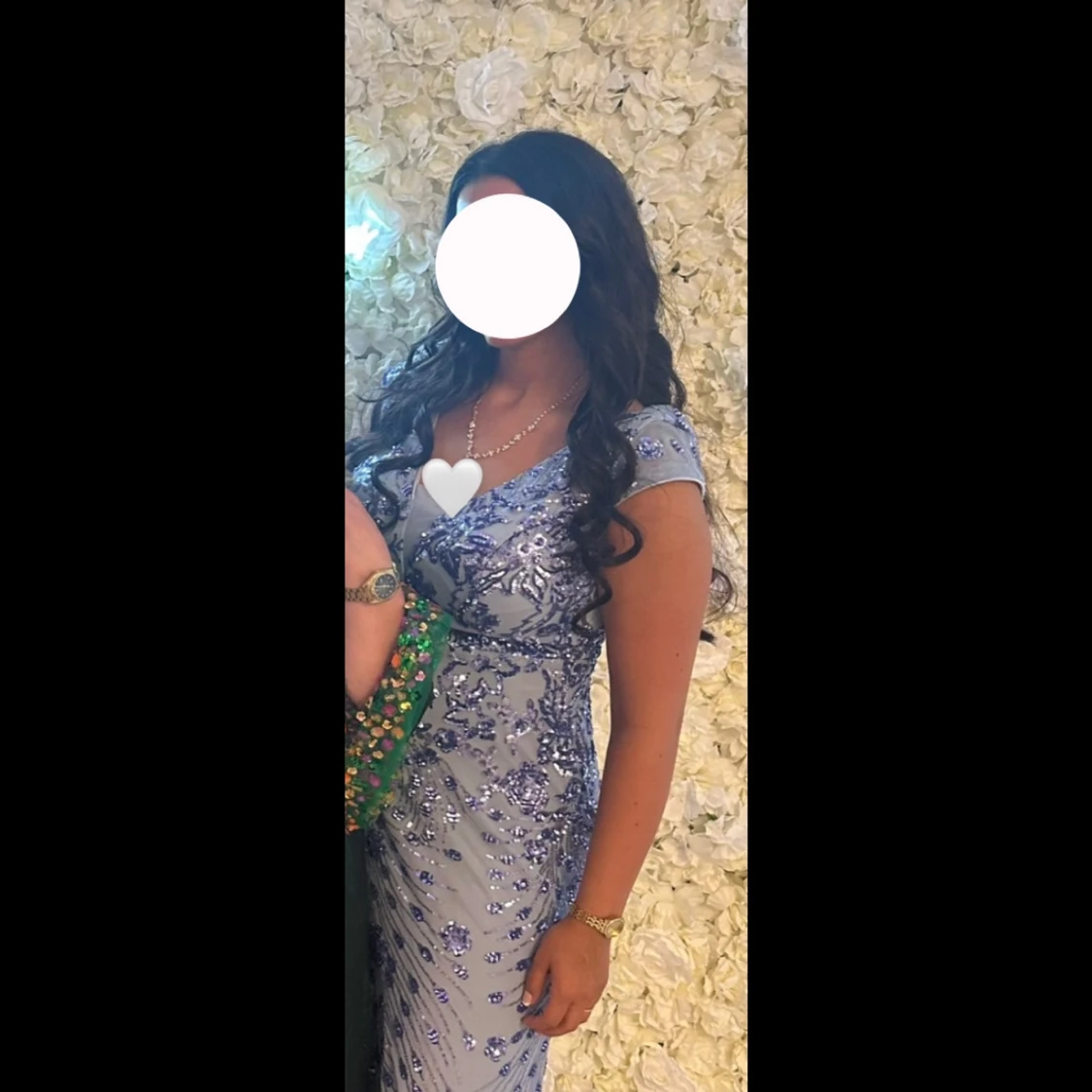 Ljusblå långklänning med paljetter - 3