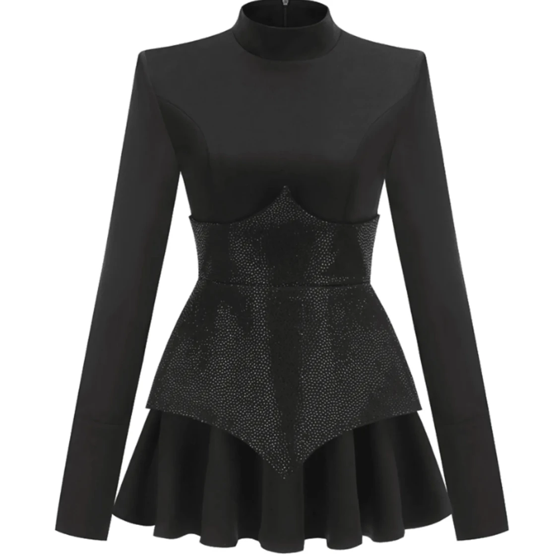 Svart kort klänning med glittrig midja - 4