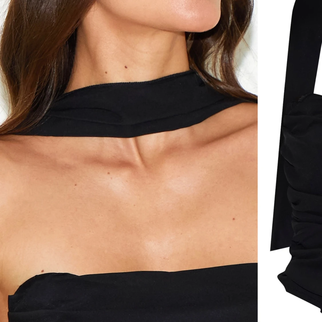 Svart tubtopp med scarf-detalj - 2