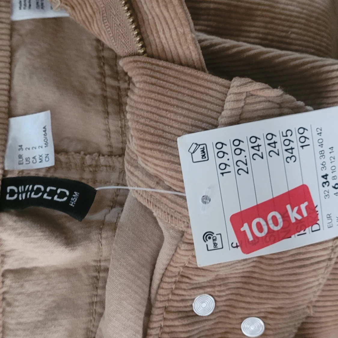 Beige manchesterkjol från H&M Divided - 2