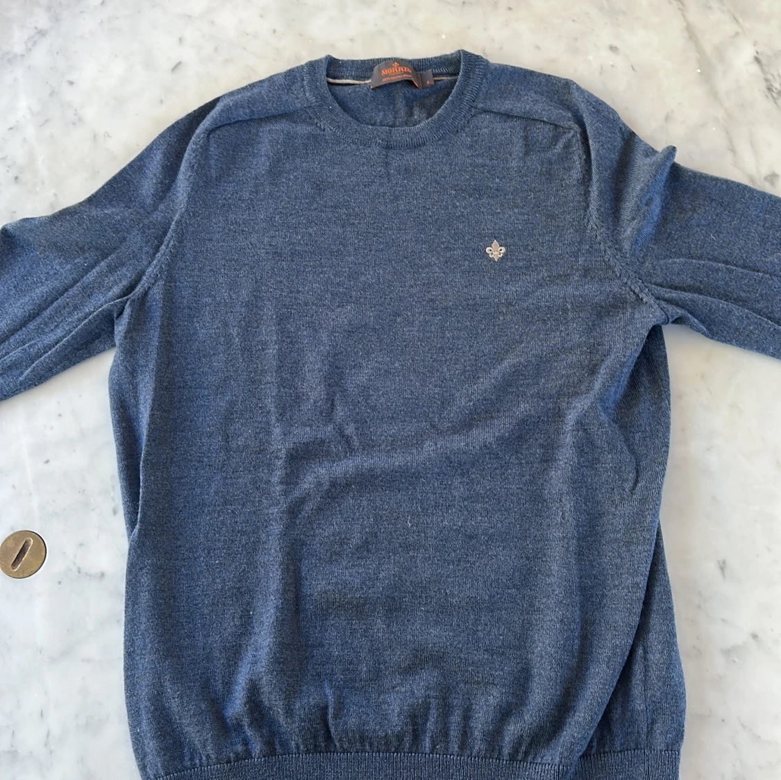 Blå merinoulltröja från Morris