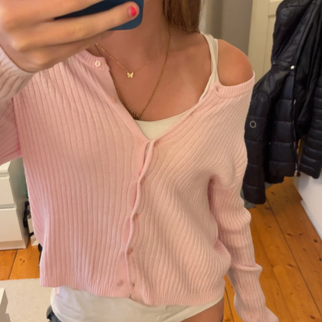 Jättegullig ljustrosa kofta!! - 1