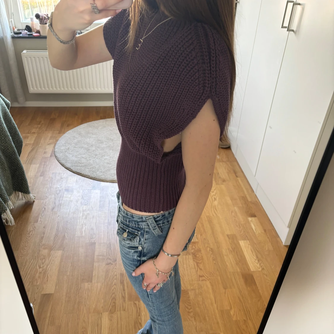 Mörklila stickad topp - 1