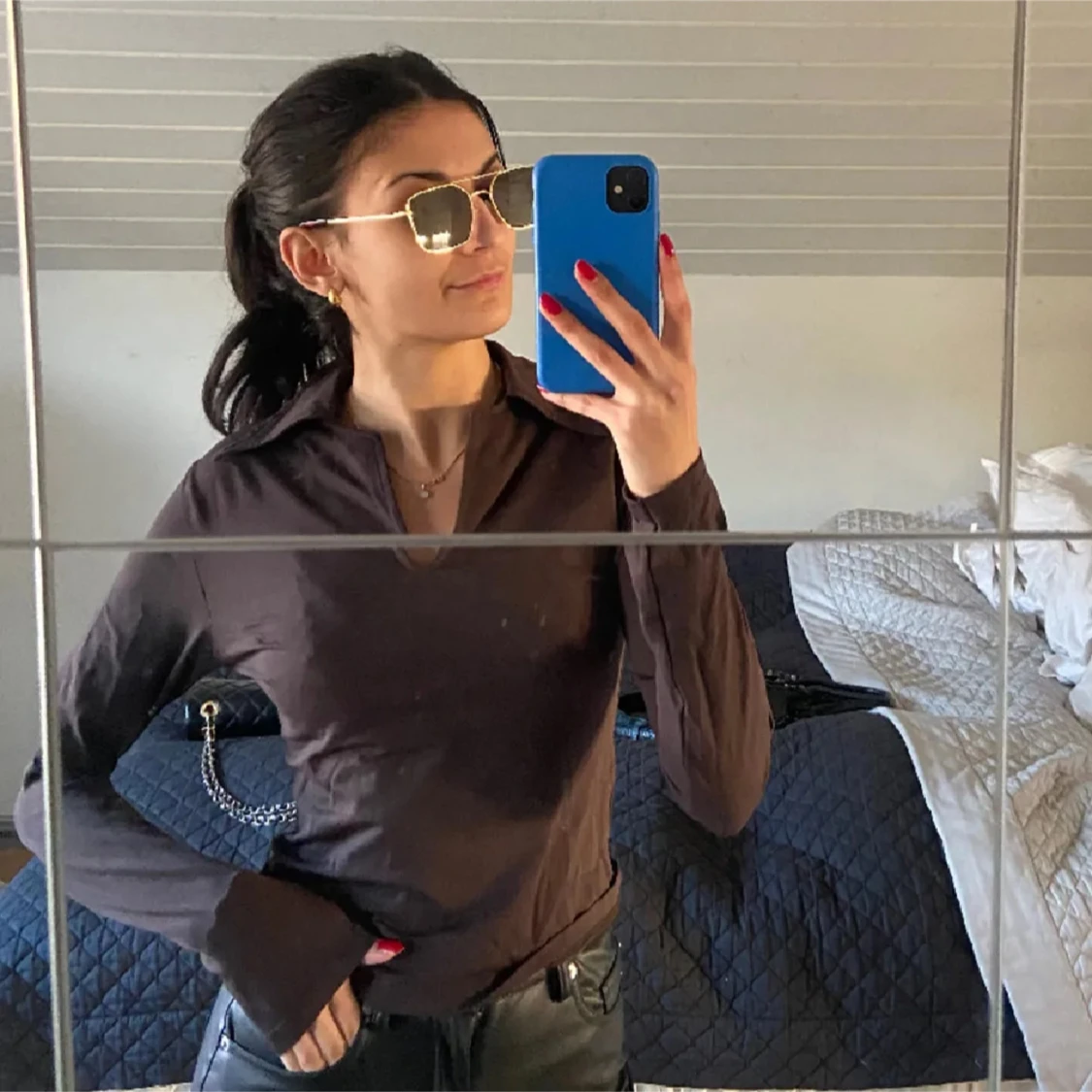 Brun långärmad ”skims” tröja - 1