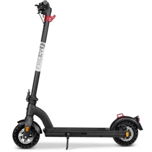 El sparkcykel freev Evs PRO 400 - Freev EVS Pro 400 är en elektrisk kickbike som har många funktioner och finesser. Den har en topphastighet om 20 km/h och en räckvidd upp till 25 km. Freev EVS Pro 400 har 8,5” solida gummidäck, är vattentät enligt IPX6 och har en maxstigning om 12° så du kan enkelt ta dig fram i både uppförsbackar och regn och rusk. På det stabila styret hittar du handbroms, lykta, ringklocka och en tydlig LCD-skärm. 