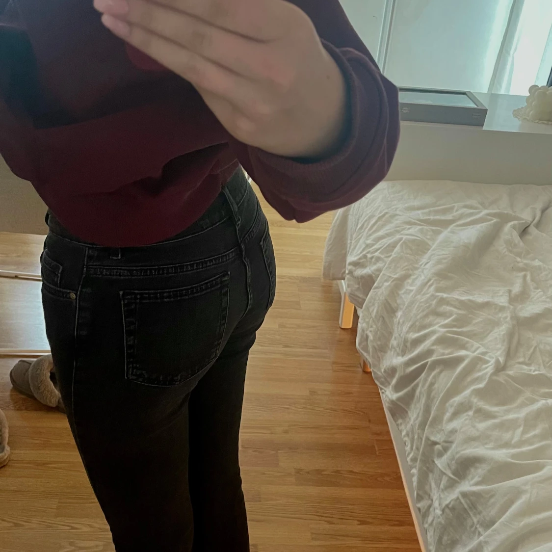 Mörkgråa lågmidjade jeans från bikbok - 1