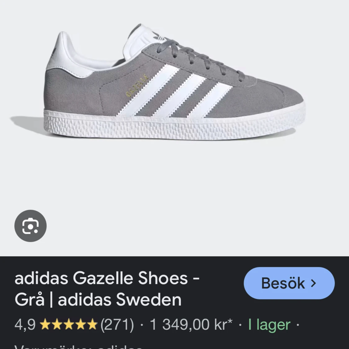 Grå Adidas Gazelle Sneakers