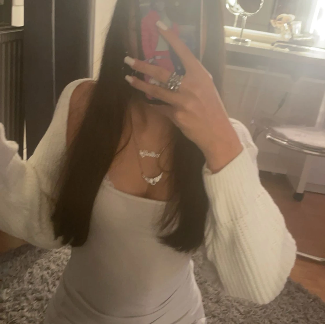 Vit stickad kofta - 1