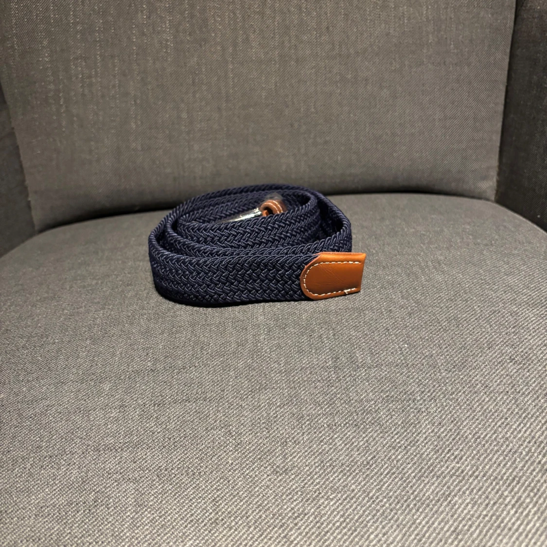 Blått flätat bälte med bruna detaljer - 1