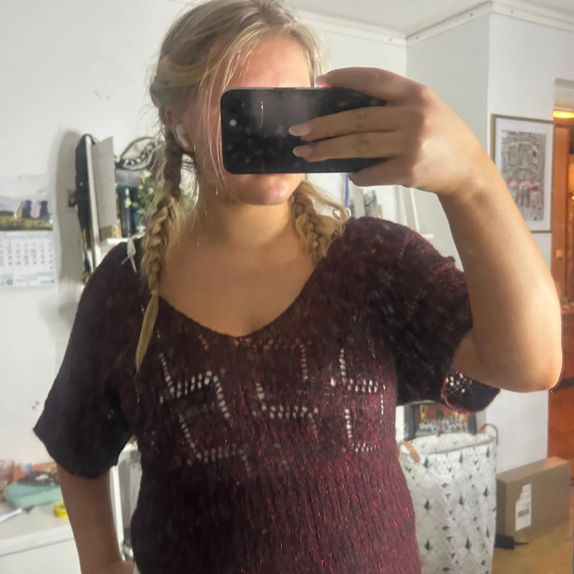 Vinröd stickad tröja - 1