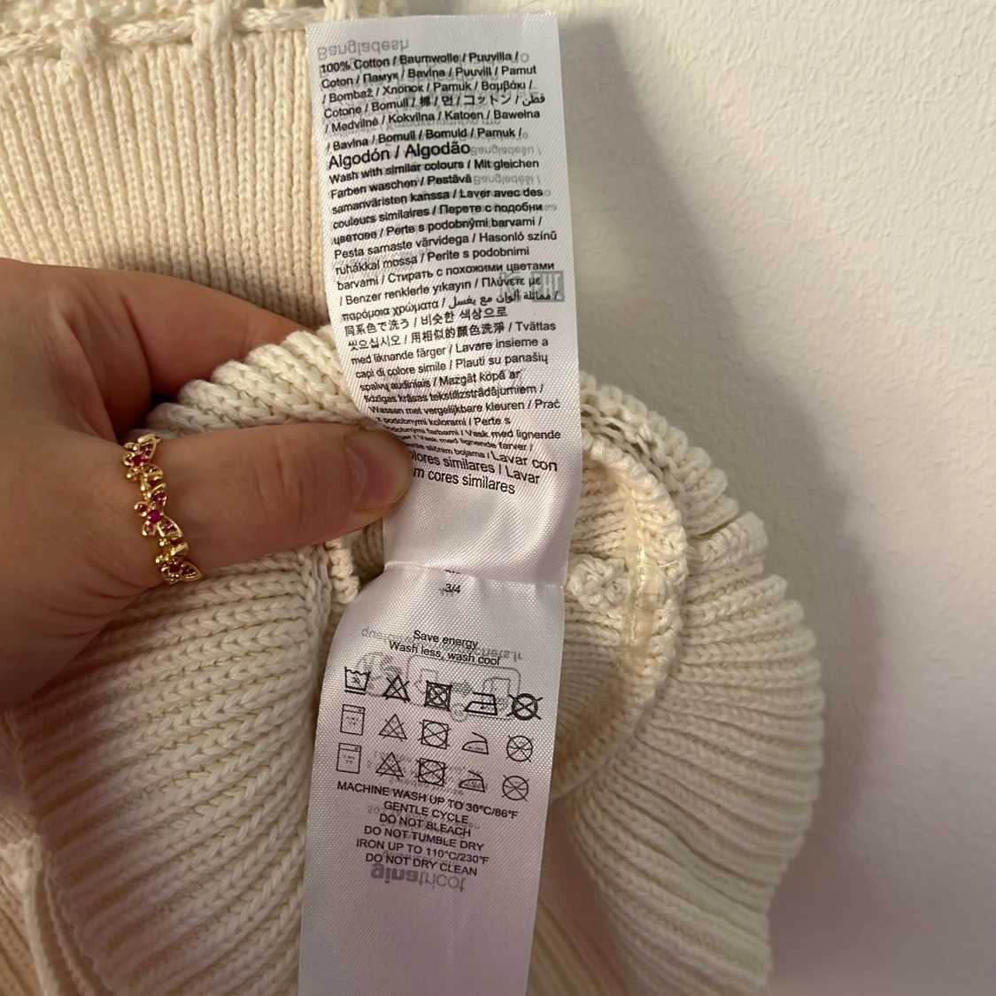 Stickad cremefärgad linnetopp Gina Tricot - 3