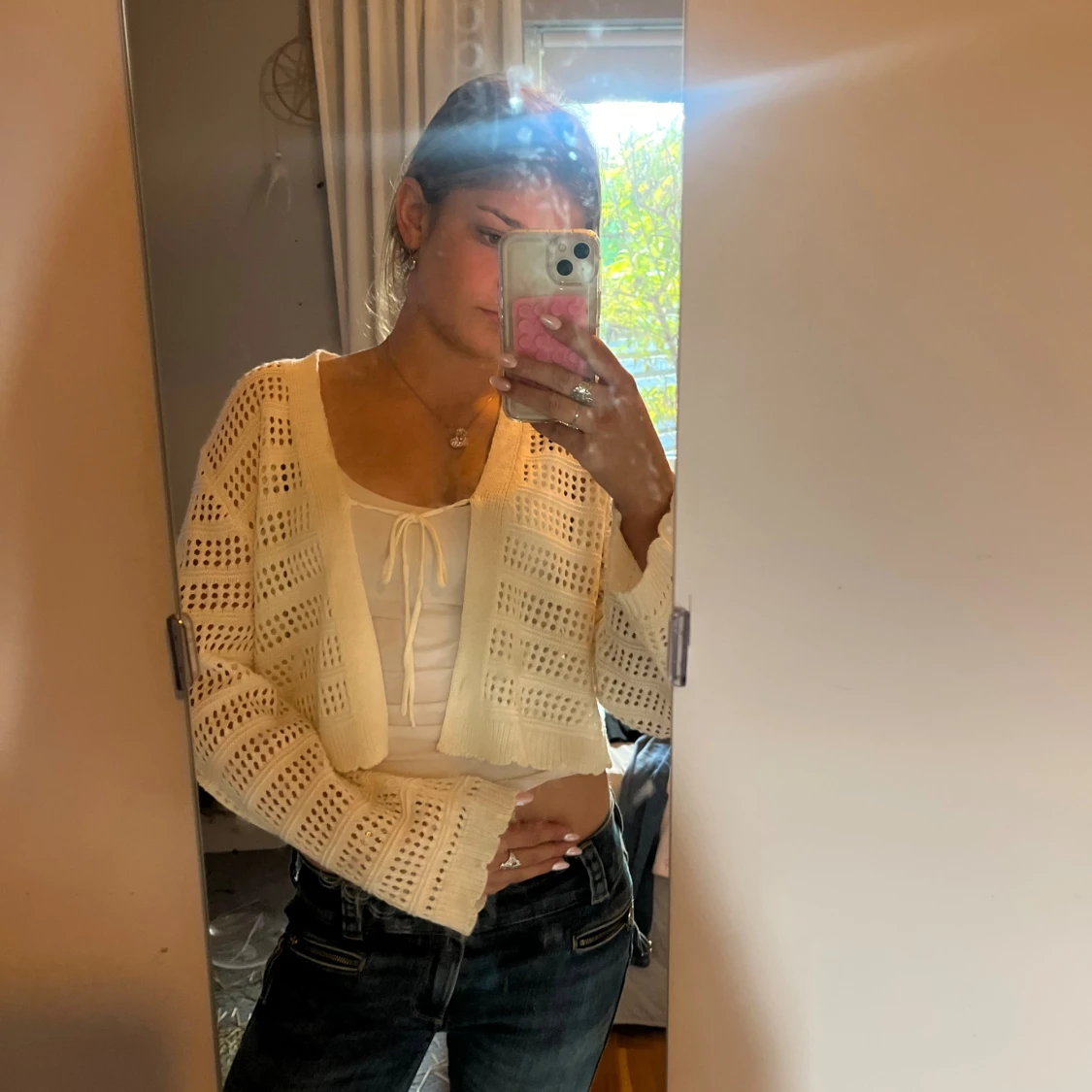 Vit croppad bolerotopp från ONLY