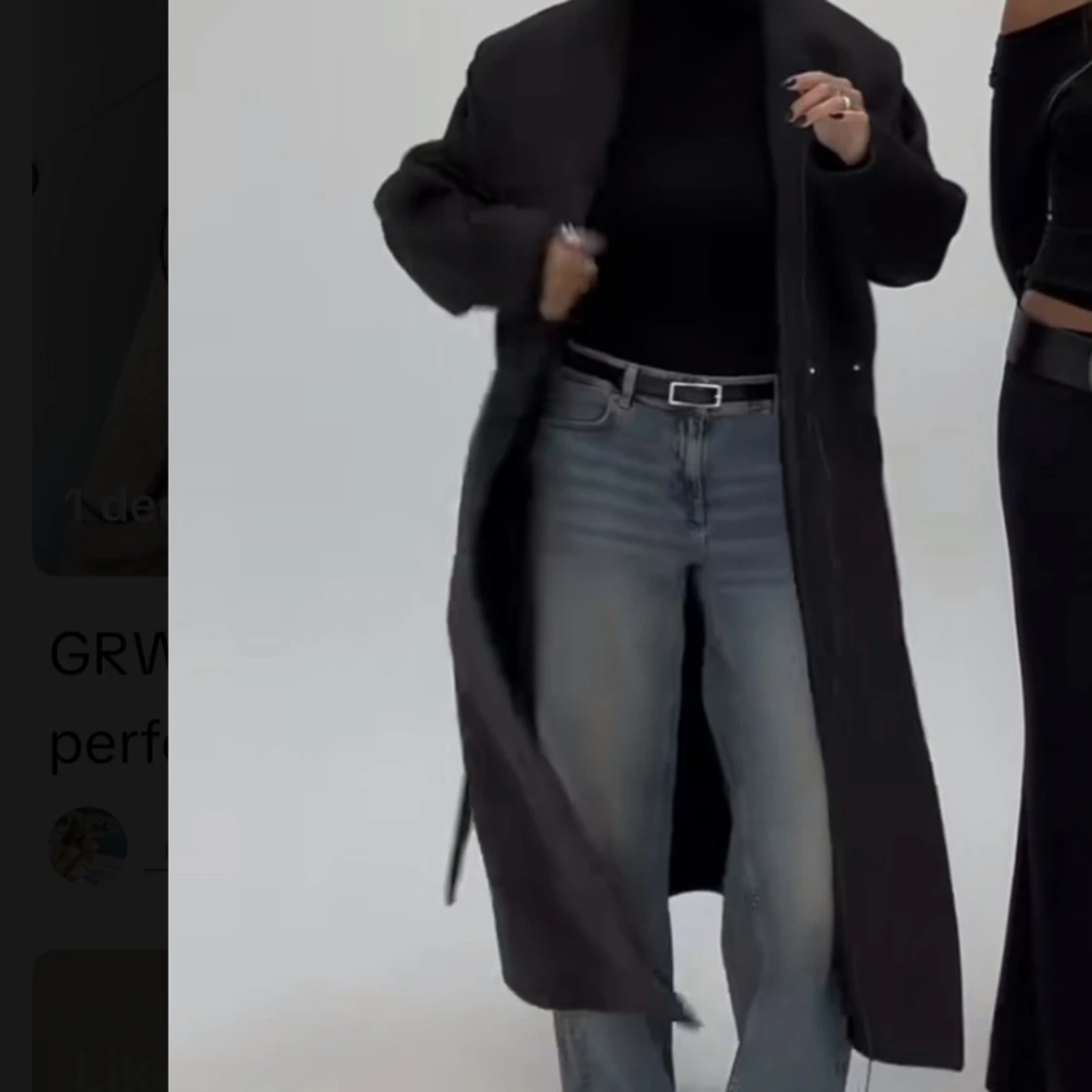 Svart brun kappa med bälte - 1