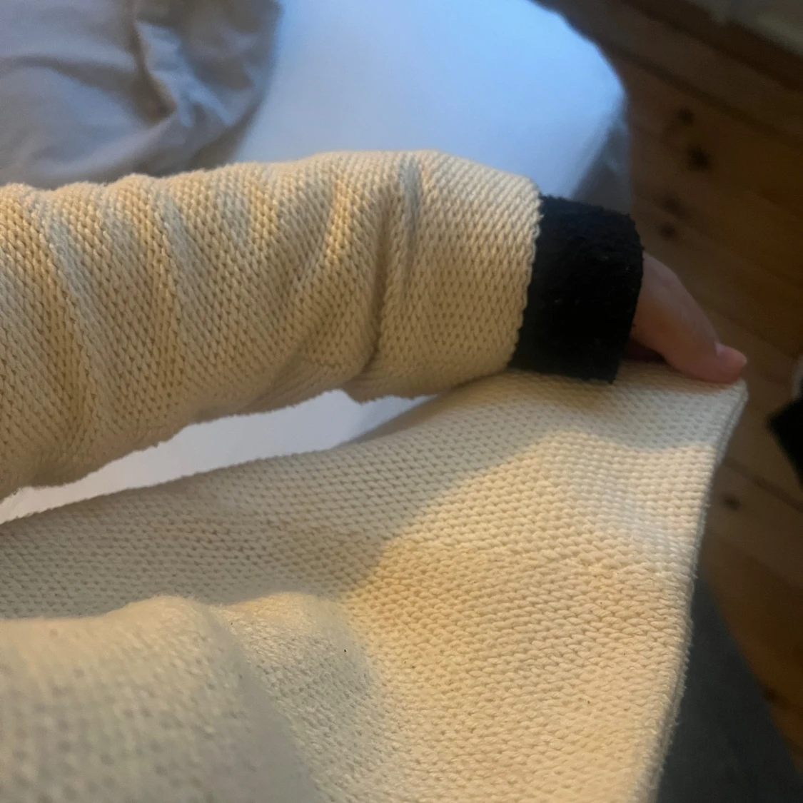 Beige stickad cardigan jacka - 2