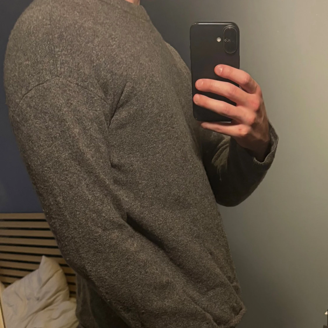 Grå stickad tröja i ull från Massimo dutti - 1