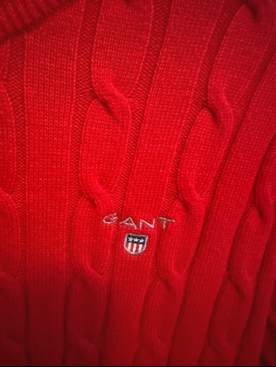 Röd kabelstickad tröja från GANT - 2