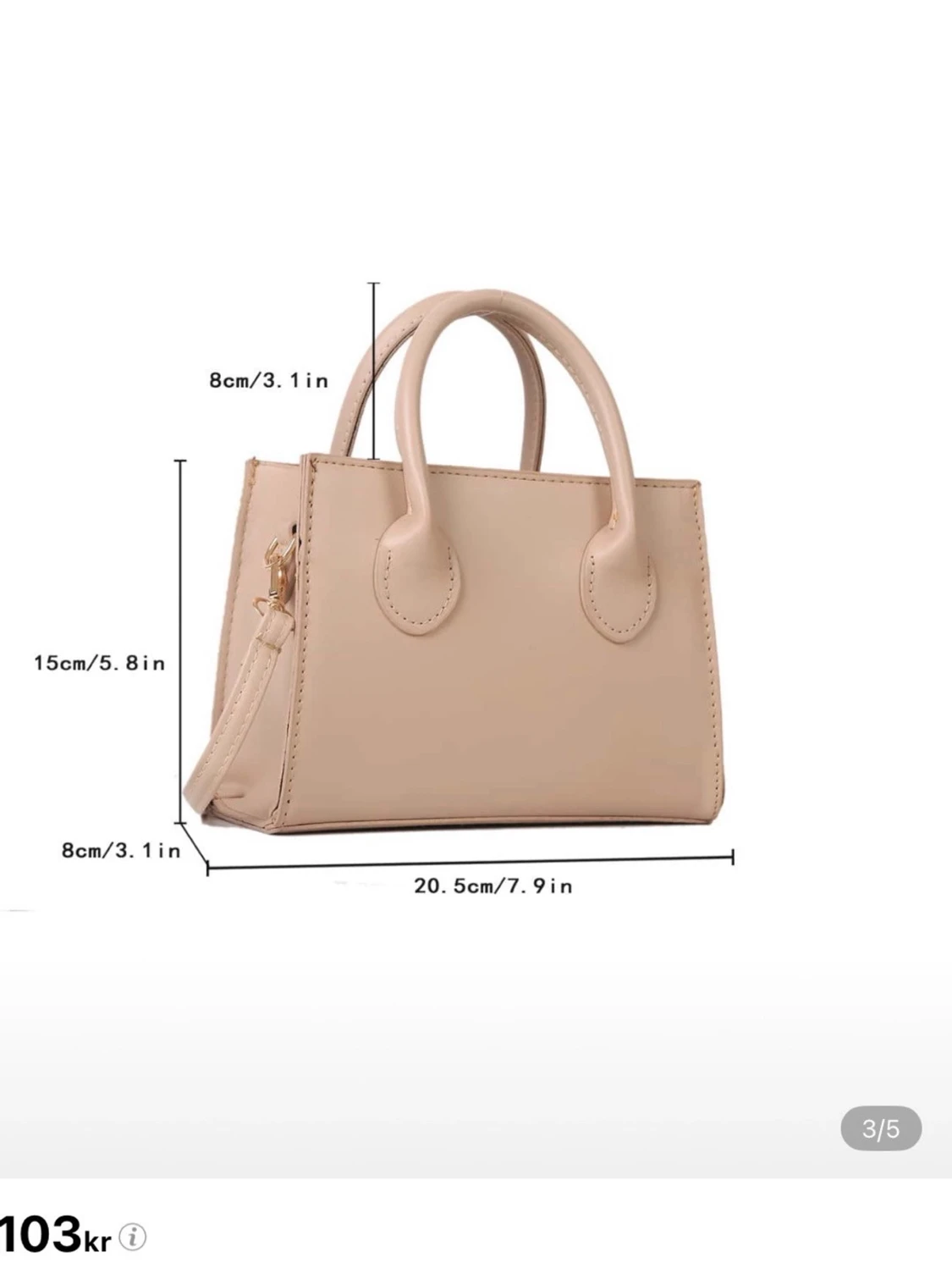 Beige axelväska i syntet - 2