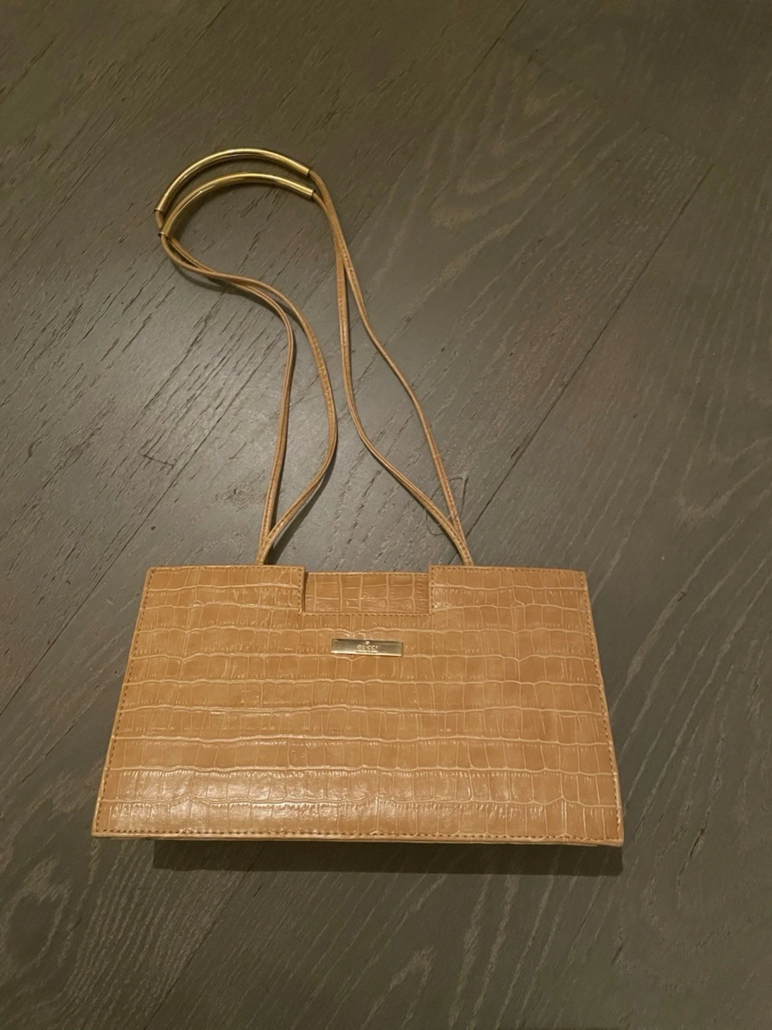 Beige axelväska  i skinn - 1