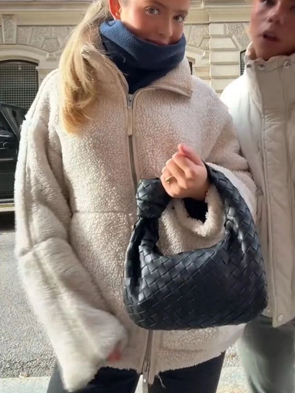 Beige teddyjacka med dragkedja - 1