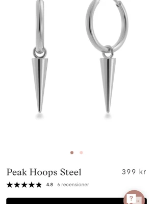 Peak Hoops Steel örhängen - Snygga örhängen i rostfritt stål med rund ring och spetsig konformad hängande detalj. ❤️ Är som nya, inga defekter ❤️❤️