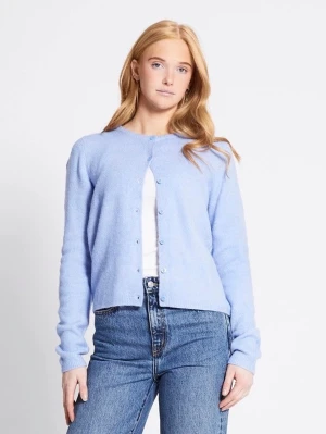 Ljusblå kofta med rund hals - Snygg ljusblå kofta med rund halsringning och knappar framtill. Koftan har långa ärmar och är stickad i ett mjukt material som känns skönt mot huden. Perfekt att slänga över en t-shirt för en chill look.