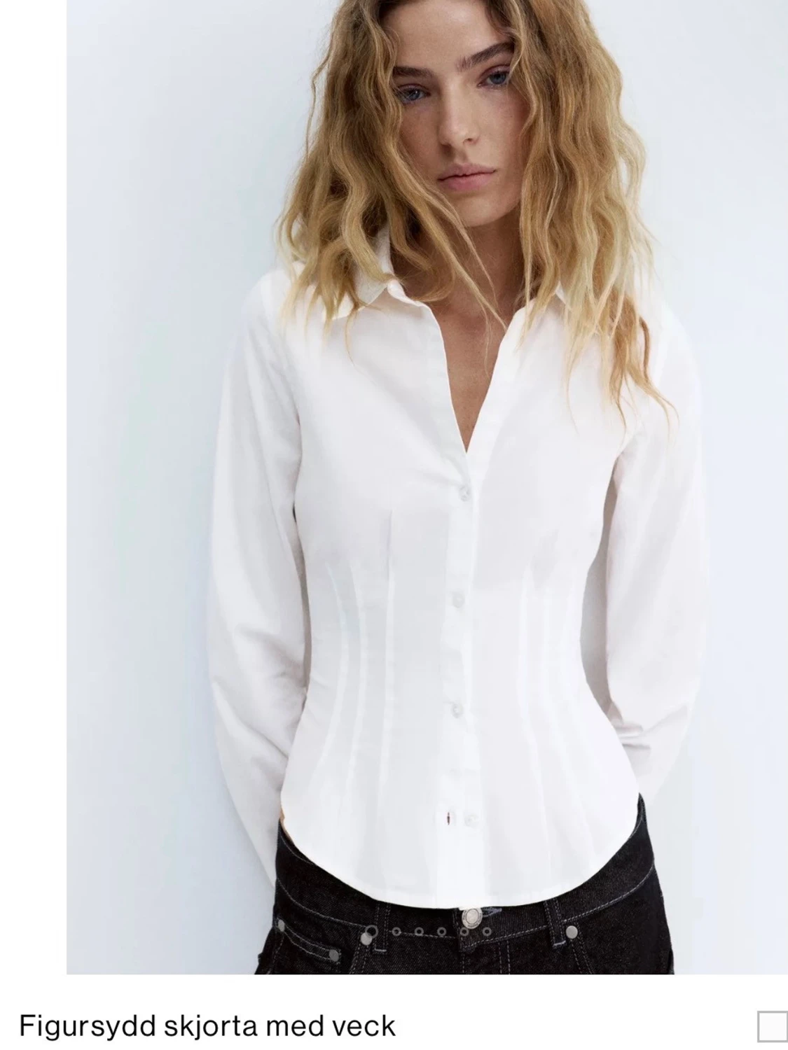 Vit figursydd skjorta - 1