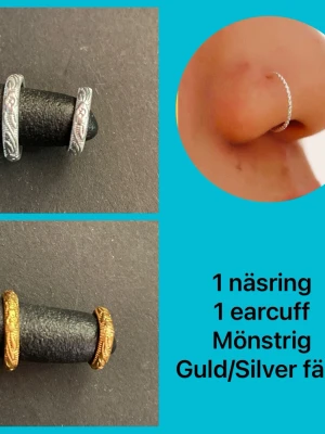 By prisförslag- 1 näsring + 1 earcuff mönstrig välj silver/guld - Välj en näsring och en earcuff i guld eller silver färg