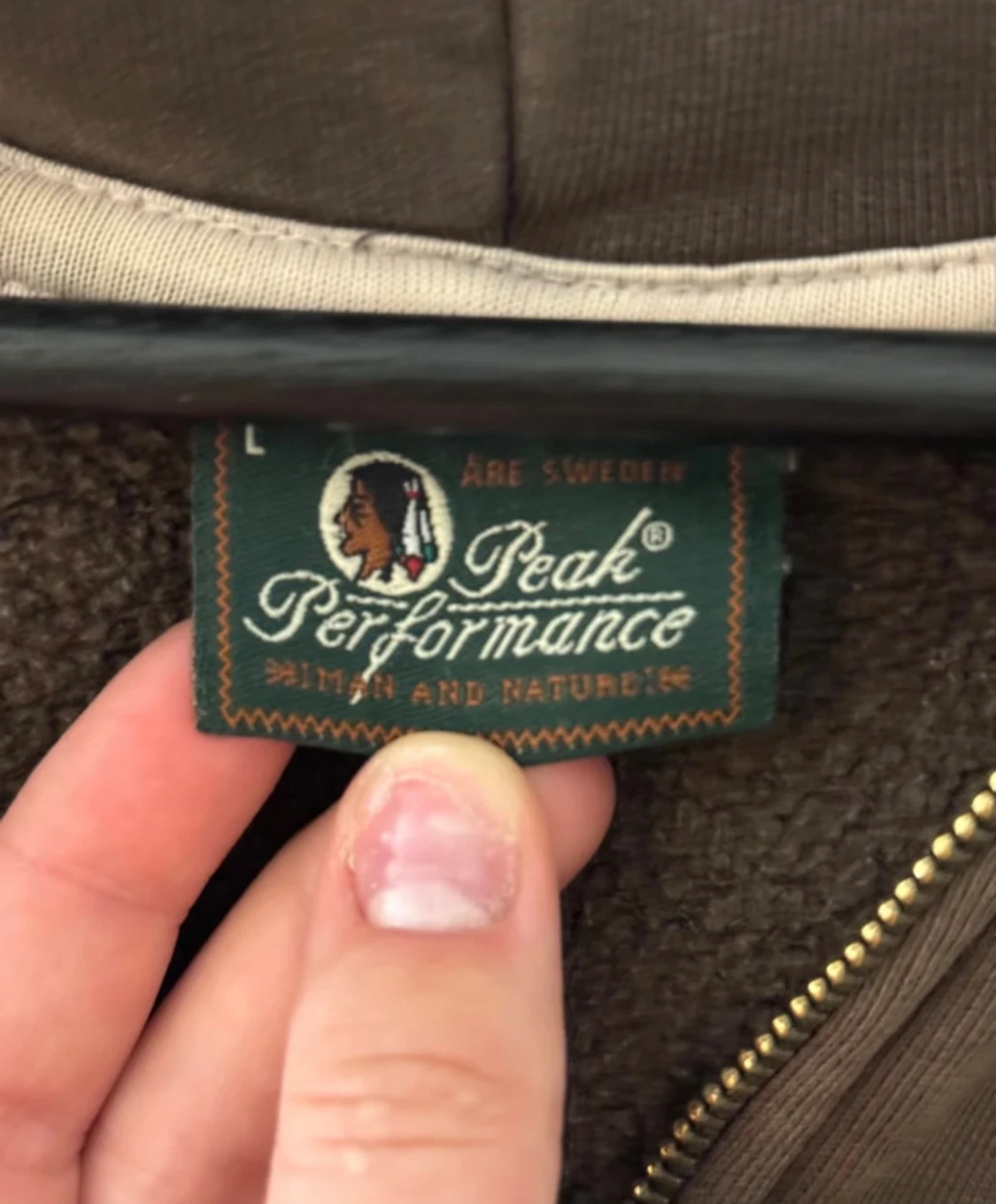 Brun Peak Performance hoodie med dragkedja