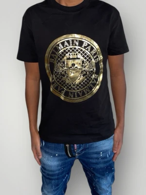 Balmain paris t shirt strl S  - Helt ny. Fin replika med hög kvalitet. Modellen är 175cm lång och bär storlek S. Pris: 999kr. Först till kvarn. Skickas direkt inom 24h