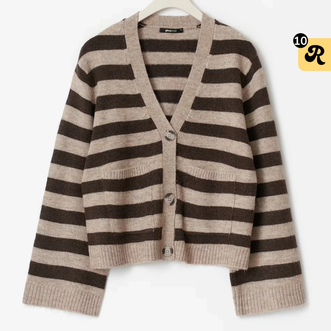 Randig stickad cardigan  - 2