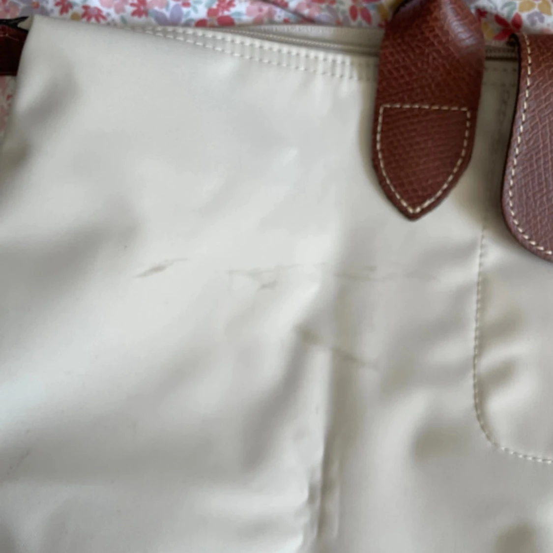 Beige Longchamp axelväska med skinn - 3