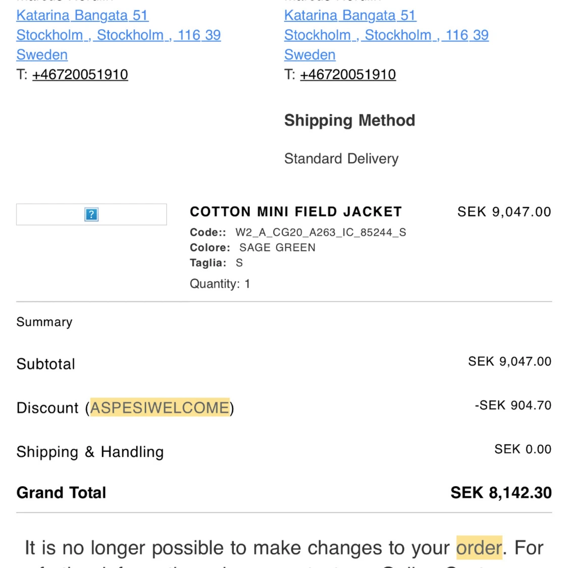 Aspesi Cotton Minifield Jacket Sage Green (S) - 4