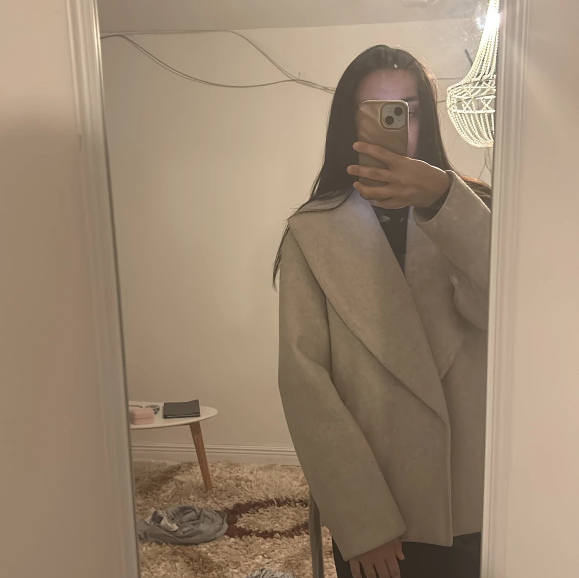 Beige omlott kappa med bälte - 1