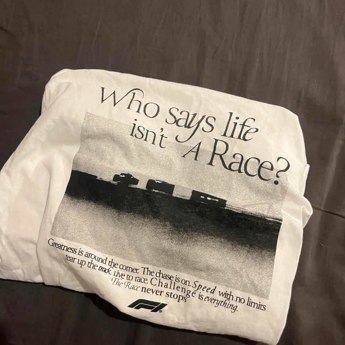 Vit Formula 1 t-shirt med tryck - 1