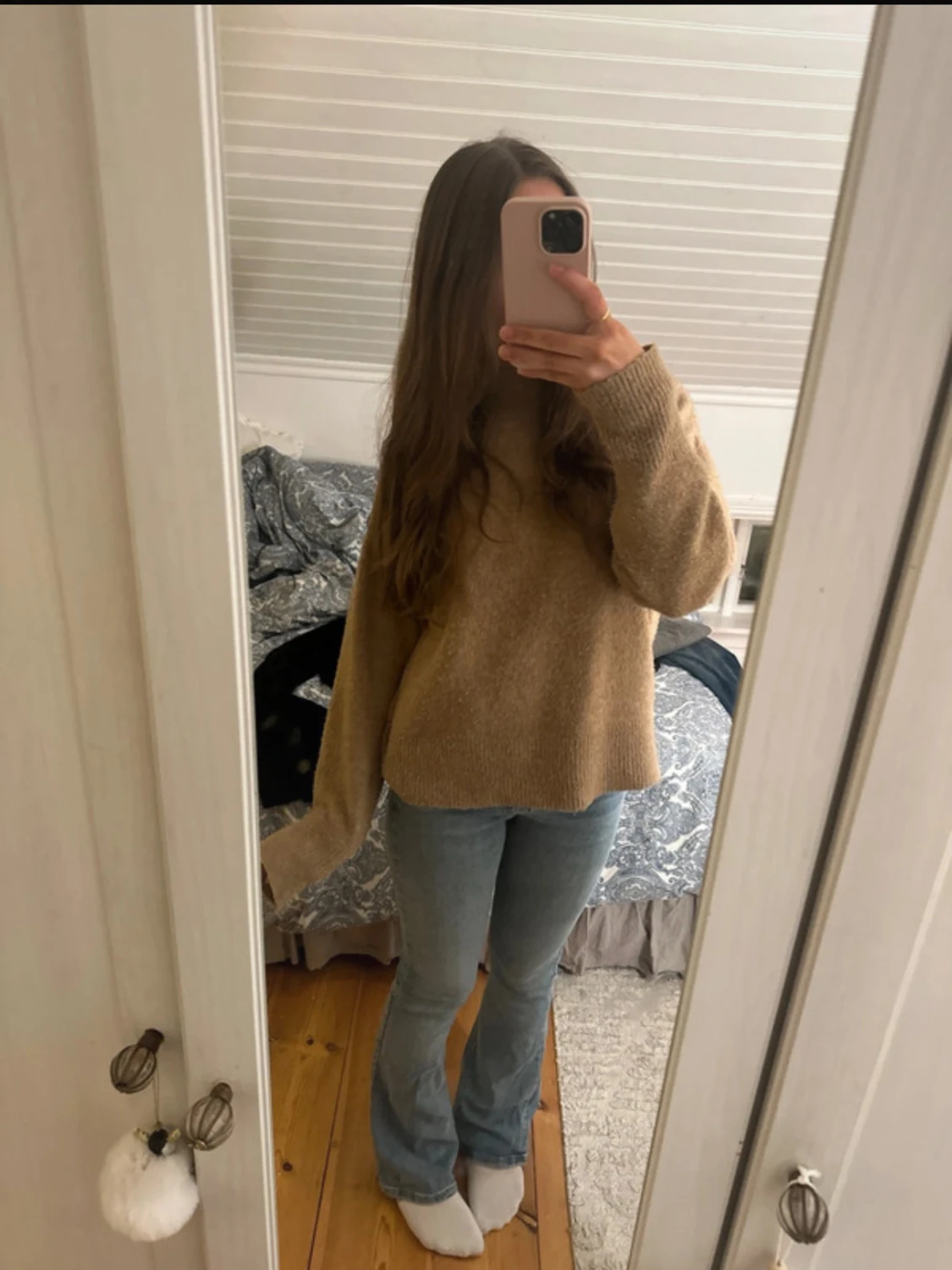 Ljusblå bootcut jeans låg midja - 3