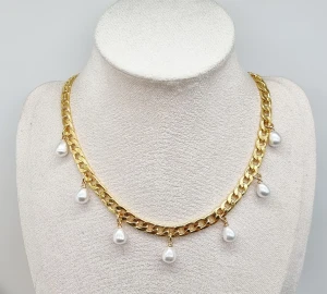 Guldpläterat halsband  - Kedjetjocklek-8mm 