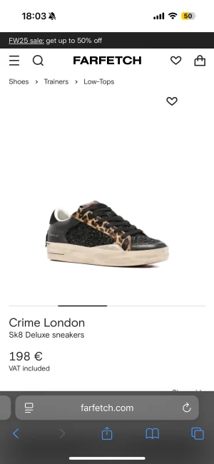 Crime London Sk8 Deluxe sneakers leopard - Snygga Sk8 Deluxe sneakers från Crime London med svart glittrig panel! Aldrig använda!! Nypris 2180kr💕