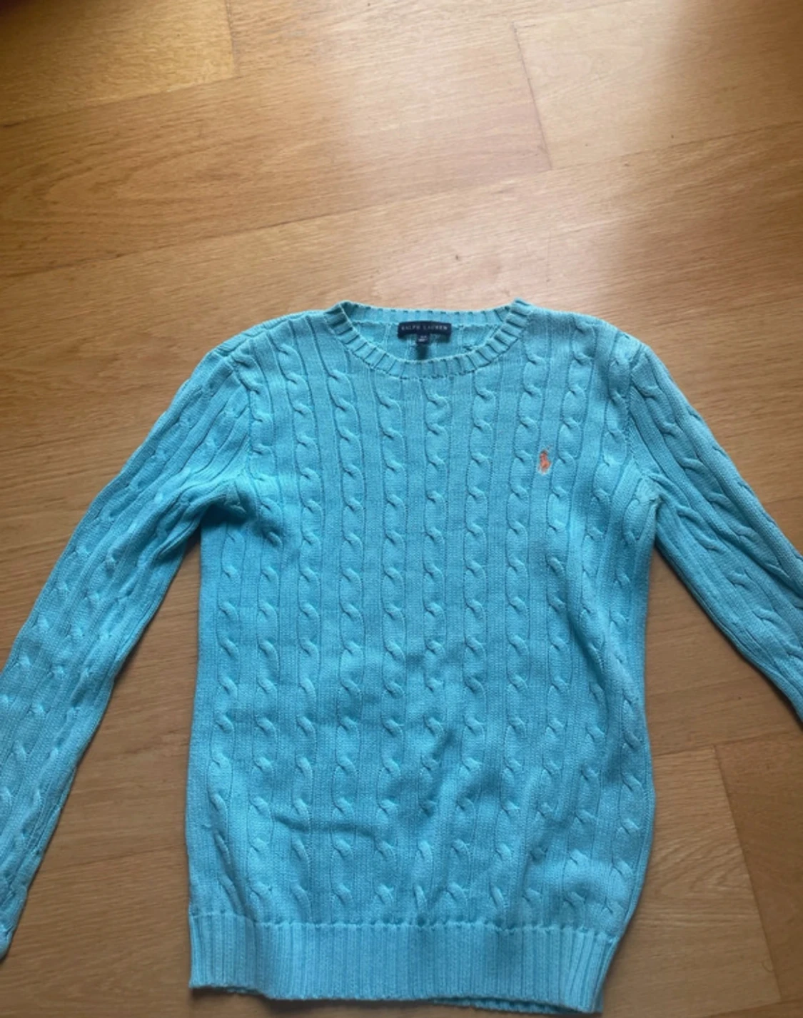 Ljusblå kabelstickad tröja Ralph Lauren - 1