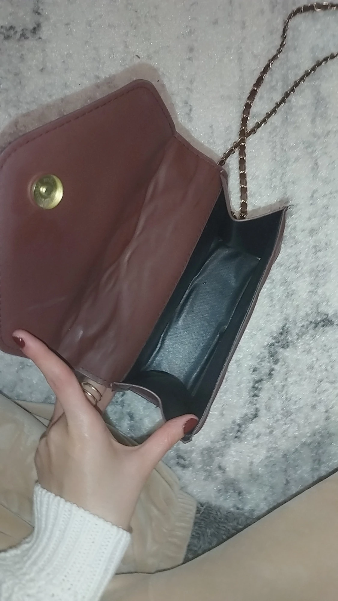 Brun quiltad axelväska med kedja - 2