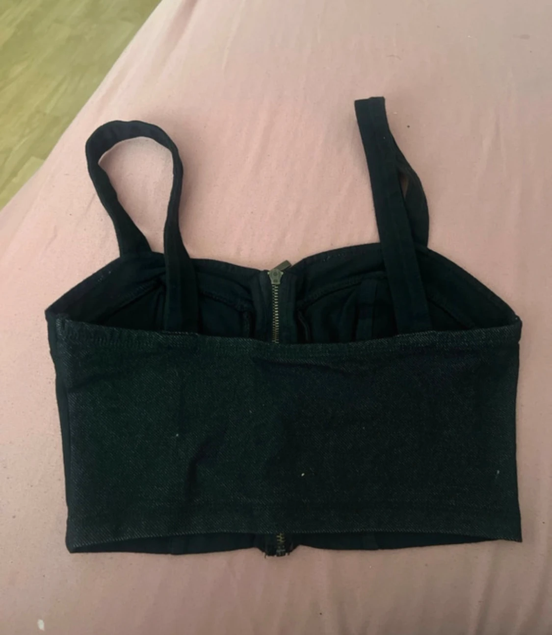 Svart korsett-topp med dragkedja - 1