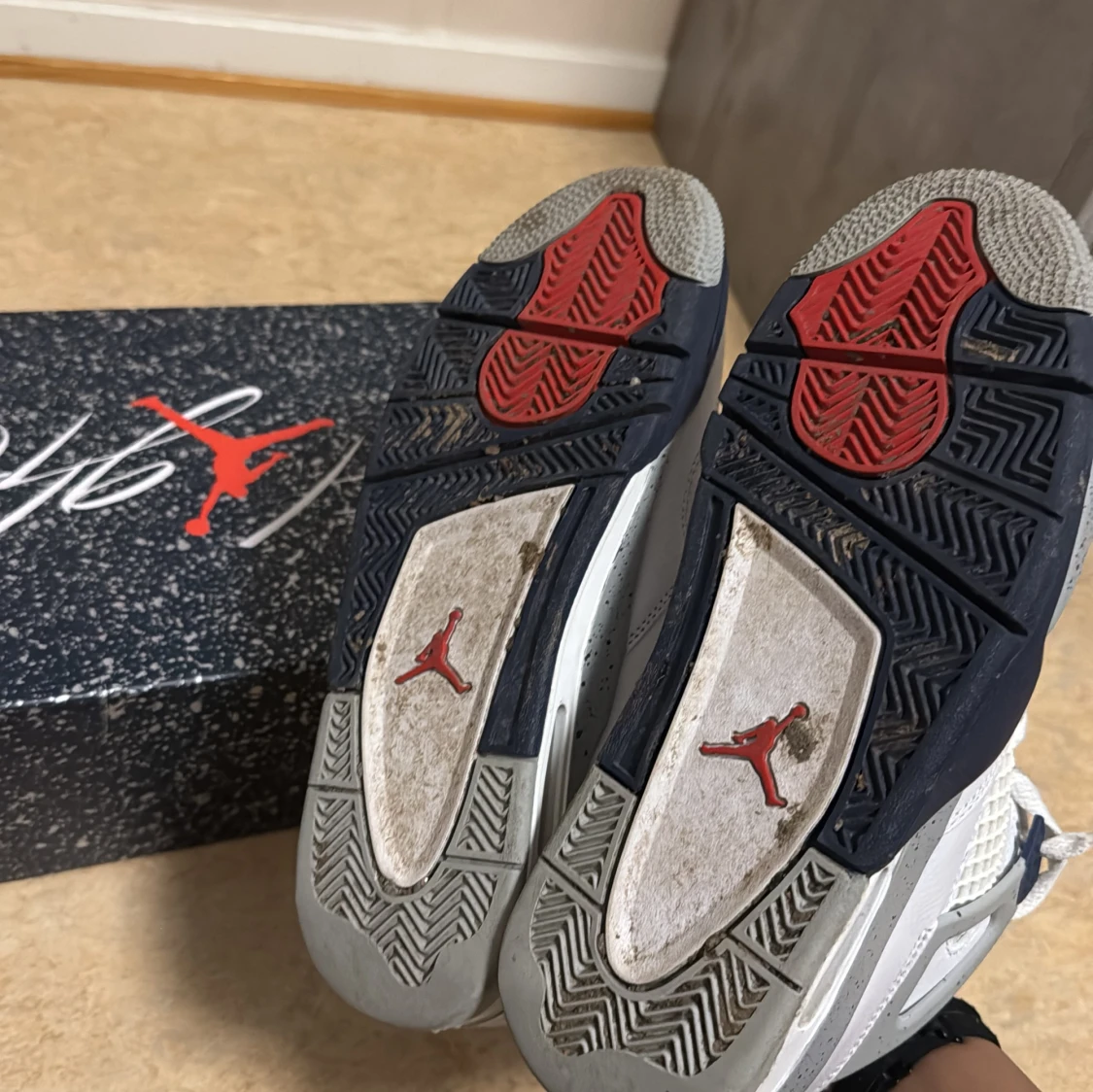 Nike Air Jordan 4 Retro Vit/Marinblå - 4