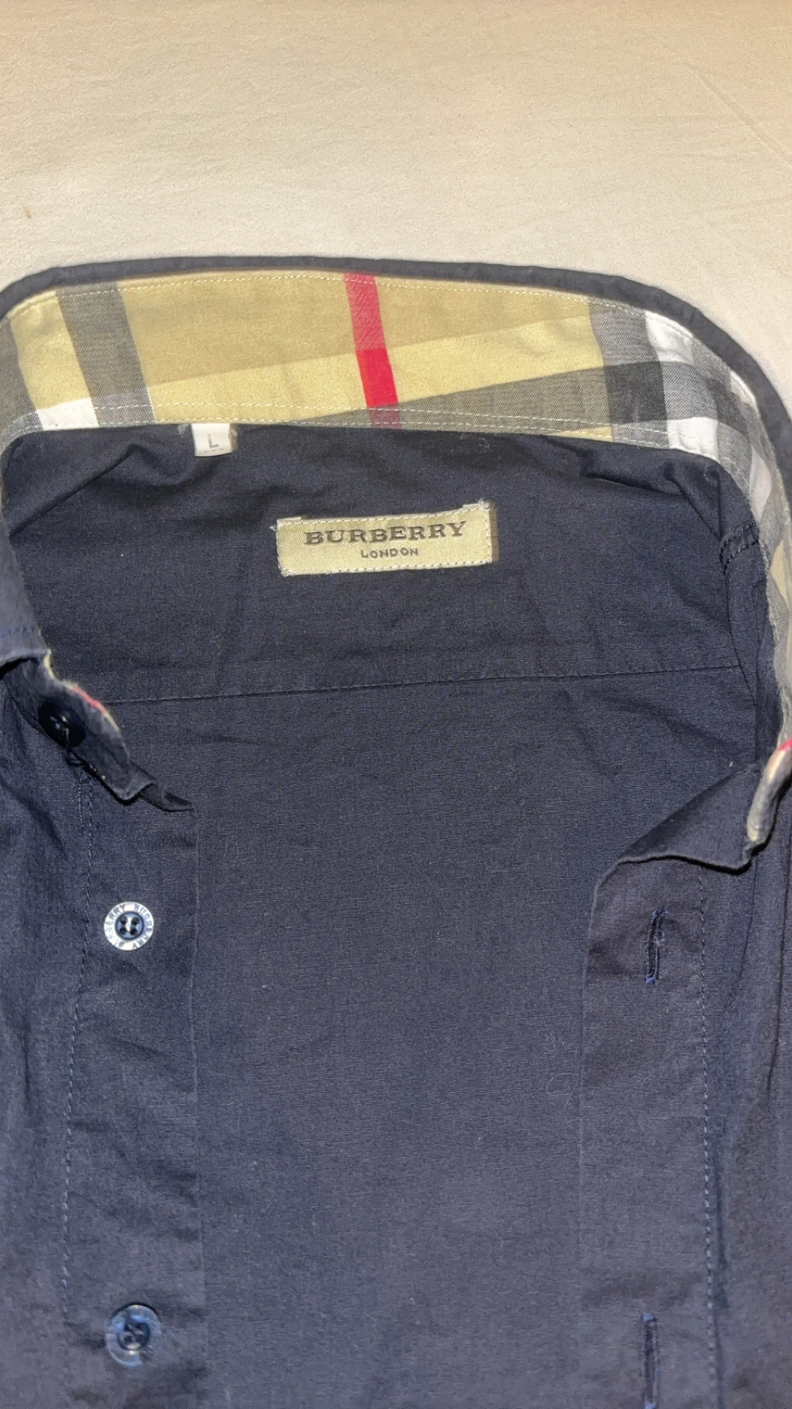 Svart/Mörkblå Burberry skjorta med rutiga detaljer - 1