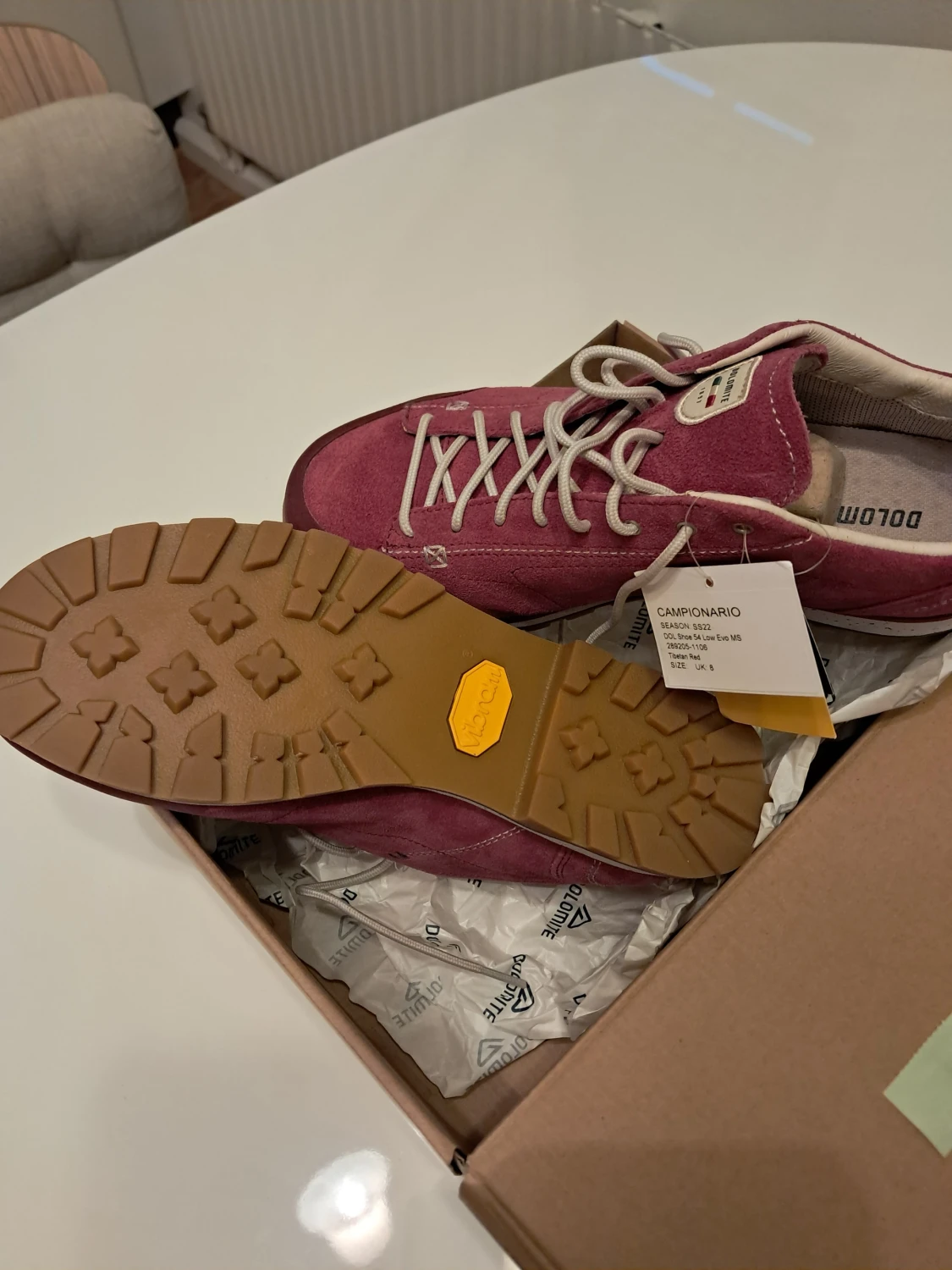 Dolomite vinröda sneakers i mocka - 1