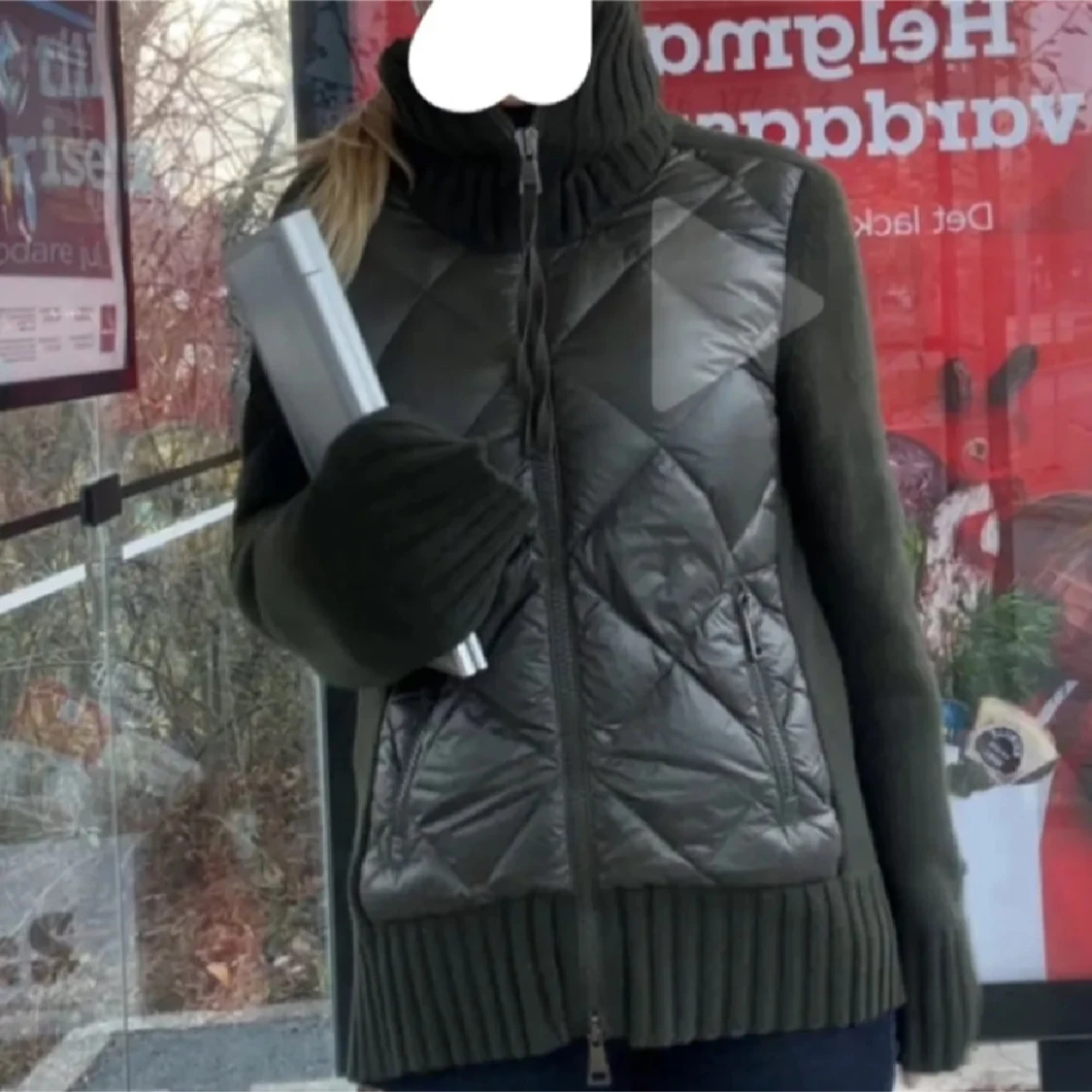 Moncler grön quiltad pufferjacka - 1