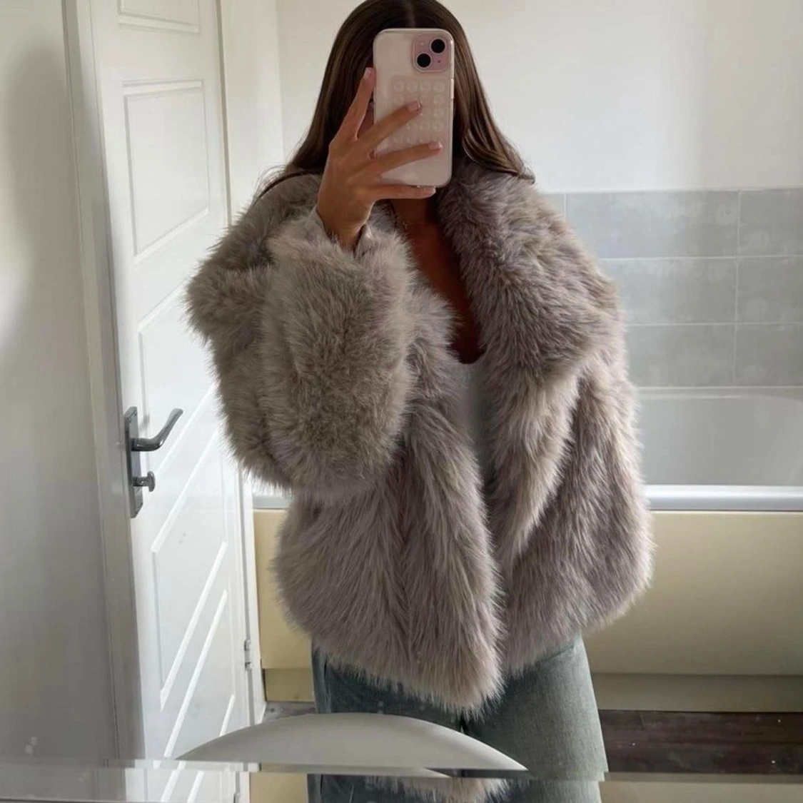 Grå pälsjacka💋 - 2